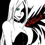  1girl blue_eyes breasts choker cleavage commentary_request devil_may_cry huge_breasts long_hair solo trish_(devil_may_cry) 