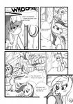  barn black_and_white bucket comic cutie_mark dialog dialogue english_text equine female fence feral freckles friendship_is_magic fruit horse kyokimute mammal money monochrome my_little_pony pegasus plain_background pony rainbow_dash_(mlp) text white_background wings 