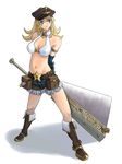  artist_request bare_shoulders blonde_hair blue_eyes boots breasts hat large_breasts ragnarok_online solo weapon whitesmith 