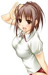  big_wednesday brown_eyes brown_hair gym_uniform highres ponytail 