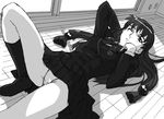  dual!_parallel_trouble_adventure greyscale long_hair lying monochrome panties sanada_mitsuki school_uniform socks solo tears underwear yamamoto_nanashiki 