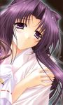  blush close-up fujimori_megumi highres japanese_clothes kimizuka_aoi kimono long_hair lost_passage purple_eyes purple_hair solo 