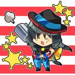  &gt;_&lt; america chibi clannad closed_eyes cowboy_hat gun hat ibuki_fuuko satomi_yoshitaka solo star weapon western 