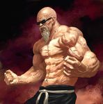  beard clenched_hands clenched_teeth denchi dragon_ball facial_hair male_focus manly muscle muten_roushi realistic shirtless solo sunglasses teeth veins 