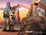 .hack//sign 1girl 2boys artist_request bear_(.hack//) height_difference mimiru_(.hack//) multiple_boys pantyhose scan staff sword tsukasa_(.hack//) weapon 