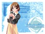  brown_eyes brown_hair dress jacket missing_blue short_hair solo wallpaper watanabe_akio 