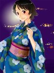  brown_eyes brown_hair fireworks japanese_clothes kabaya_kousuke kimono konno_makoto ribbon senkou_hanabi short_hair solo sparkler toki_wo_kakeru_shoujo 