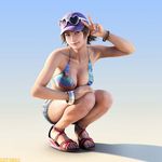  1girl bikini_top breasts hirano_miharu large_breasts namco official_art smile sunglasses tekken tekken_tag_tournament_2 v 