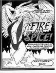  anthro avian breasts cave english_text feathered_wings feathers female fire greyscale lava monochrome oscar_marcus phoenix pinup plume pose solo spread_wings swimsuit text wings 