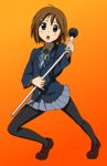  bad_id bad_pixiv_id black_legwear blazer blush_stickers brown_eyes brown_hair hirasawa_yui jacket k-on! loafers microphone microphone_stand pantyhose pose sakuragaoka_high_school_uniform school_uniform shoes short_hair skirt toyomaru 