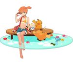  adapted_costume bad_id bad_pixiv_id bare_arms bare_legs bare_shoulders barefoot bikini_top denim denim_shorts duplicate eye_contact faux_figurine feet flat_chest flower gen_1_pokemon gen_2_pokemon green_eyes gym_leader holding holding_poke_ball horsea kasumi_(pokemon) looking_at_another nekoniko no_nose open_fly orange_hair pikachu poke_ball poke_ball_(generic) pokemon pokemon_(anime) pokemon_(classic_anime) pokemon_(creature) psyduck shirt_tan short_hair shorts shorts_tan side_ponytail simple_background sitting soaking_feet sparkle suspenders tan tanline togepi unzipped water white_background 