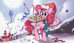  blue_eyes building christmas cloud clouds cupcake cutie_mark equine female feral friendship_is_magic fur hair hat holidays horse karzahnii mammal my_little_pony outside pink_fur pink_hair pinkie_pie_(mlp) pony scarf sky snow solo streamers sun xmas 