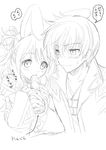  1girl animal_ears asbel_lhant bunny_ears carrot cheria_barnes greyscale kurimomo monochrome sketch tales_of_(series) tales_of_graces 