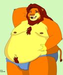  anthrofied disney feline fender1988 lion love_handles male mammal obese overweight simba solo the_lion_king underwear 