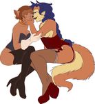  beauty_mark breasts canine captain_amelia carmelita_fox corset duo feline female fox gayt high_heels legwear lesbian mammal nipples sly_cooper_(series) stockings treasure_planet 