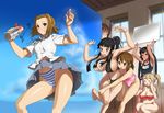  6+girls :3 =_= akiyama_mio animal_ears areolae armpits arms_up bad_anatomy barefoot bikini black_bikini black_eyes black_hair blonde_hair blush board bottle breast_grab breasts brown_eyes brown_hair casual_one-piece_swimsuit cat_ears cellphone cleavage condom cosine covered_nipples fake_animal_ears glasses grabbing grin hair_ornament hairband hairclip hand_on_own_cheek heart highres hime_cut hirasawa_yui huge_breasts k-on! kotobuki_tsumugi large_areolae long_hair multiple_girls nakano_azusa o3o one-piece_swimsuit one_side_up open_mouth outstretched_arms panties phone pink_swimsuit pleated_skirt ponytail pout red_bikini round_teeth sakuragaoka_high_school_uniform school_swimsuit school_uniform shirt short_hair skirt smile squatting striped striped_panties swimsuit tainaka_ritsu tan teeth twintails underwear water white_shirt yamanaka_sawako yuri 