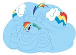  big_cheeks blob blob_monster blue_fur blue_skin butt cheeks cutie_mark dem_cheeks equine female friendship_is_magic full_cheeks fur gigantic_cutie_mark gimme_pie guyfuy hair horse immobile mammal morbidly_obese multi-colored_hair my_little_pony overweight pegasus plain_background pony rainbow_dash_(mlp) rainbow_hair solo sucked_in_hooves white_background wings 