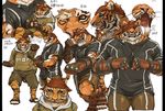 beast brothers claws clothed clothing fantasy feline gloves hair inubiko invalid_tag jaws male mammal model_sheet multiple_poses muscles plain_background scar sibling siblings solo tiger unknown_artist white_background 