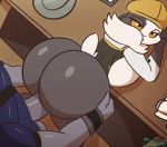 2018 all_fours animated anthro anthro_on_anthro armello balls bent_over big_breasts big_butt big_penis black_fur bottomless breasts butt clothed clothing doggystyle duo elyssia_(armello) female from_behind_position fur hands_on_hips hat huge_butt lagomorph looking_pleasured male male/female mammal miso_souperstar penetration penis rabbit sex shirt signature solo_focus vaginal vaginal_penetration voluptuous white_fur yellow_sclera 
