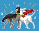  ace_(dc) bat_symbol batman_(series) cape collar dc_comics dog emblem krypto marimo_jj no_humans s_shield superman_(series) superman_symbol 