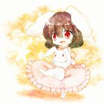  :3 animal animal_ears bad_id bad_pixiv_id blush brown_hair bunny bunny_ears bunny_tail carrying dress heart heart-shaped_pupils highres inaba_tewi nefy_(nefu) open_mouth red_eyes short_hair simple_background solo symbol-shaped_pupils tail touhou 