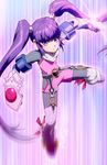  2012 arm_guards bodysuit buckle dated full_body glint gloves long_hair looking_at_viewer motion_blur o-ring purple_eyes purple_hair robert_porter signature solo sophie_(tales) tales_of_(series) tales_of_graces twintails white_gloves 