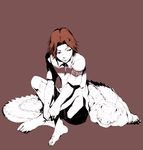  akazawa_yoshirou alligator animal bad_id bad_pixiv_id barefoot crocodilian flat_color full_body male_focus monochrome shiro_(reptil) simple_background sitting solo spot_color tennis_no_ouji-sama 