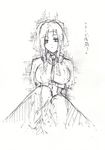  1girl android breasts female highres kyoukai_senjou_no_horizon kyoukaisenjou_no_horizon monochrome musashi_(horizon) solo tired 