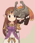  blue_eyes brown_hair floating gloves helmet imp long_hair midna multiple_girls pointy_ears princess_zelda smile the_legend_of_zelda the_legend_of_zelda:_twilight_princess tsutsuji 