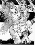  assless_chaps big_breasts boots bound bracers breasts feline female greyscale knee-high_boots knee_boots male mammal monochrome oscar_marcus pointy_ears porcupine rodent rope tied tiger undressing 
