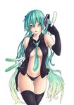  absurdres aqua_eyes aqua_hair bad_id bad_pixiv_id elbow_gloves gloves hatsune_miku highres long_hair necktie open_clothes open_shirt panties shirt simple_background solo spring_onion thigh_gap thighhighs twintails underwear very_long_hair vocaloid white_background yin-ting_tian 