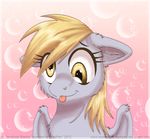  bubble bubbles derpy_hooves_(mlp) edit equine female feral frendship_is_magic friendship_is_magic hair horse inuhoshi-to-darkpen mammal my_little_pony pegasus plain_background pony portrait sitting solo tongue tongue_out wings yellow_eyes 