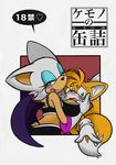  anthro bat big_breasts blue_eyes breasts canine comic cover english_text female fox hair kiss_mark male mammal michiyoshi miles_prower orange_hair rouge_the_bat sega smile sonic_(series) text white_hair wings 