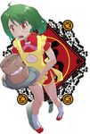  apron bamboo_steamer baozi blush china_dress chinese_clothes dress flower food fusion-s fuyus green_hair macross macross_frontier ranka_lee red_eyes red_footwear shoes short_hair solo 