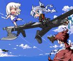  cloud day lowres mof mof's_silver_haired_twintailed_girl multiple_girls oekaki original school_uniform silver_hair sky white_hair 