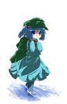  bag blue_hair hat kawashiro_nitori oka_(bananashoe) short_hair solo touhou two_side_up water 