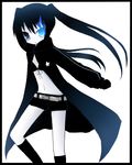  black_rock_shooter black_rock_shooter_(character) long_hair midriff navel shorts solo yuzuki_(yuduame) 