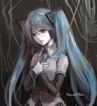  bad_id bad_pixiv_id brown_eyes cable green_hair gyomin hatsune_miku long_hair necktie sad solo twintails vocaloid 