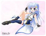  ahoge asymmetrical_legwear character_name copyright_name fingerless_gloves flipper gloves hair_ornament lyrical_nanoha magical_girl mahou_shoujo_lyrical_nanoha_strikers reinforce_zwei single_thighhigh solo thighhighs waist_cape x_hair_ornament 