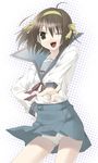  bad_id bad_pixiv_id blue_sailor_collar kita_high_school_uniform panties pointing sailor_collar school_uniform serafuku skirt solo suzumiya_haruhi suzumiya_haruhi_no_yuuutsu underwear white_panties yuizaki_kazuya 