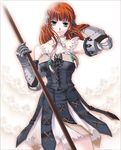  armor armored_dress earrings gloves green_eyes jewelry maronee_san md5_mismatch primiera_(saga) red_hair saga saga_frontier_2 solo staff white_background 