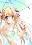  aqua_eyes blonde_hair happiness! highres hiiragi_anri ko~cha long_hair solo teruterubouzu twintails umbrella windmill_(company) 