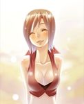  bad_id bad_pixiv_id blush breasts brown_hair cleavage closed_eyes large_breasts meiko short_hair smile solo terumii vocaloid 