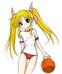  basketball blonde_hair buruma fate_testarossa flipper gym_uniform long_hair lyrical_nanoha mahou_shoujo_lyrical_nanoha mahou_shoujo_lyrical_nanoha_a's sketch solo twintails 