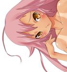  bad_id bad_pixiv_id blush brown_eyes copyright_request imazon long_hair nude pink_hair solo tan tanline 