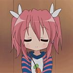  animated animated_gif closed_eyes headphones kobayakawa_yutaka lowres lucky_star mojipittan music pink_hair ribbon short_twintails singing solo twintails 