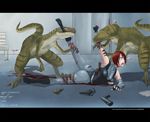  blood bone claws dino_crisis dinosaur eating female gore hard_vore human mammal raptor regina regina_(dino_crisis) scalie tsurugi vore 