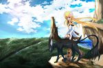  bird blonde_hair blue_eyes boots cloud day fantasy long_hair marta_lualdi ocean sky sun tales_of_(series) tales_of_symphonia tales_of_symphonia_knight_of_ratatosk tenebrae tonton_(hamuni123) very_long_hair 