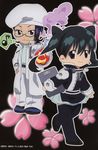  1girl artist_request brother_and_sister chibi d.gray-man highres komui_lee lenalee_lee scan siblings 