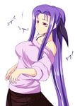  breasts casual hagane_soushi large_breasts long_hair lutecia_alpine lyrical_nanoha mahou_shoujo_lyrical_nanoha_strikers older purple_hair red_eyes solo very_long_hair 